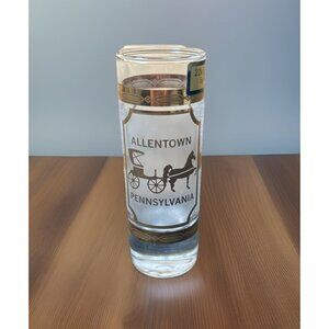 Allentown Pennsylvania Amish Shot glass Culver USA 22K Gold Double shot 4” T